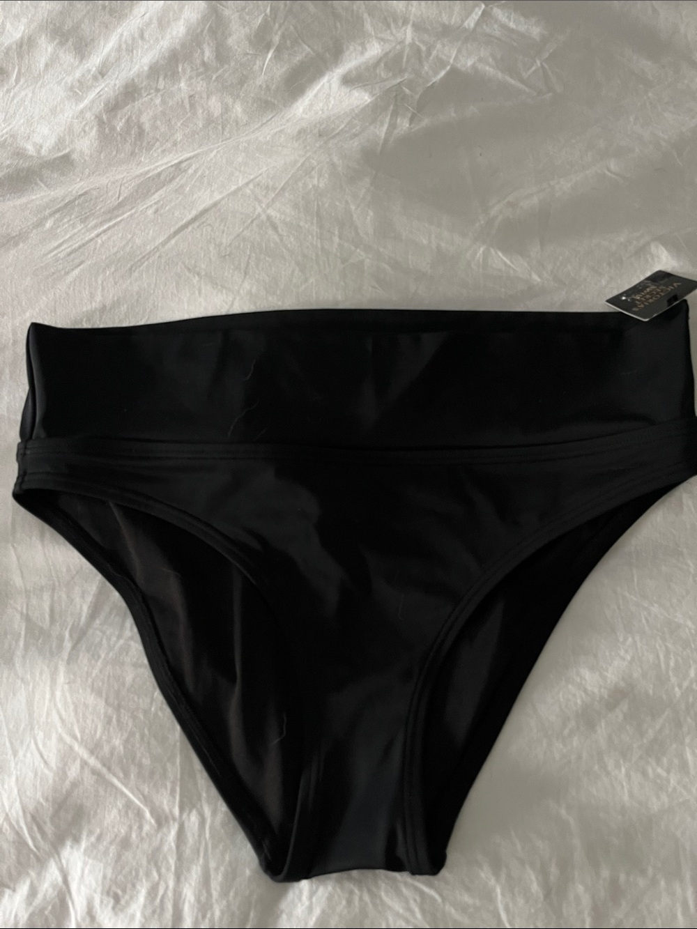 Victoria's Secret Black High-Rise Swim Bottoms thigh high bathing suit M NEW